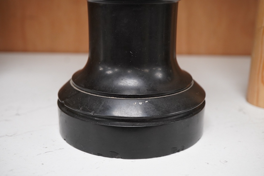 A 19th century French bronze twin handled vase signed Augur, cast with crayfish on black slate plinth, 22cm